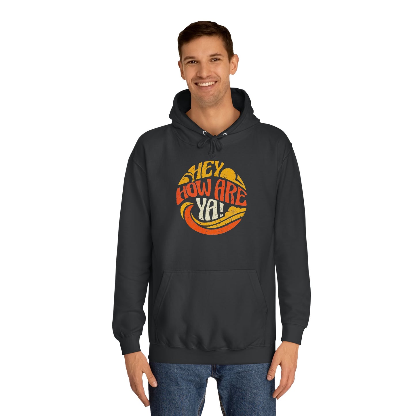 Hey, How Are Ya! Unisex Hoodie, Heavier Knit, Quirky University Hoodie