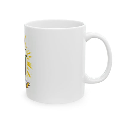 Whimsical Corn King Ceramic Mug, Funny Novelty Cup for Coffee or Tea, Unique Kitchen Drinkware, Corn Lovers Gift, Farmhouse Decor, 11oz 15oz